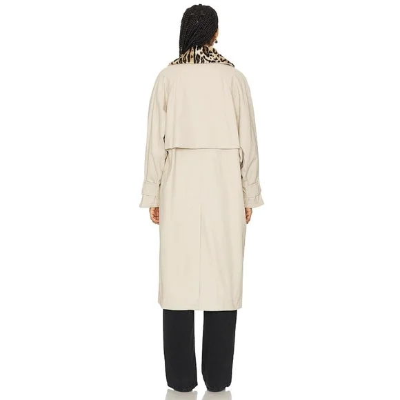 NWOT Free People X Revolve Oversized Leopard Cheetah Faux Fur Collar Trench - Picture 11 of 11